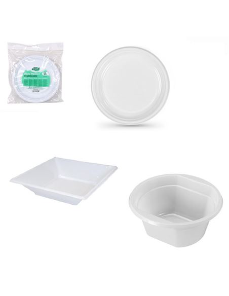 Platos, bandejas, vasos de plástico