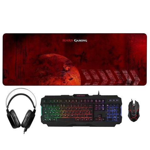 PACKS TECLADO RGB + RATON 4000DPI RGB + AURICULARES + ALFOMBRILLA MARS GAM - MCPRGB