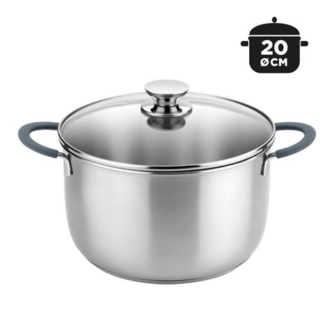 OLLA CON TAPA CRISTAL 4 LITROS 20CM GREY MONIX - M443953