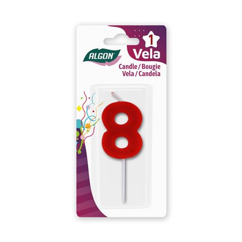 VELA ROJA NUMERO 8 ALGON - BA01022374955.