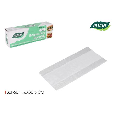 PACK 60 BOLSAS BOCADILLOS 16X30CM ALGON - BA11040374942