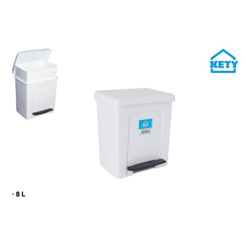 PAPELERA CON PEDAL Y CUBETA INTERIOR 8 LITROS BLANCA - KT2414K050.