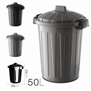 CUBO DE BASURA CON TAPA GRIS 50 LITROS OSKAR - 16637.