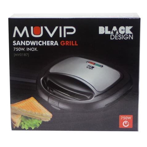 REACONDICIONADO SANDWICHERA INOX GRILL 750W NEGRA MUVIP - MV0187-3