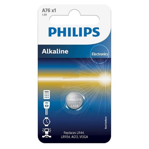 PILA DE BOTON LR44 1.5V A76 PHILIPS - A76LR44