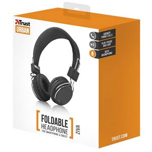 AURICULARES TRUST ZIVA BLACK CON MICROFONO Y CONTROL VOLUMEN - 21821-1