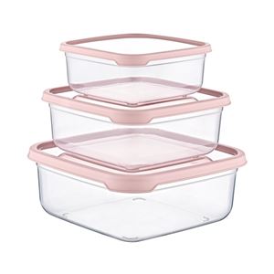 SET 3 TUPPER CUADRADOS ROSA 400-800-1400ML - 04129