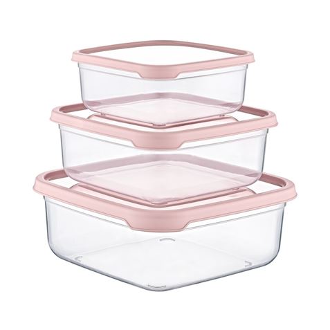SET 3 TUPPER CUADRADOS ROSA 400-800-1400ML - 04129