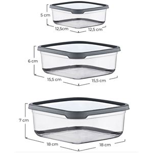 SET 3 TUPPER CUADRADOS ROSA 400-800-1400ML - 04131-2