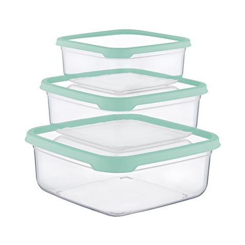 SET 3 TUPPER CUADRADOS VERDE 400-800-1400ML - 04130