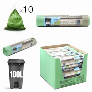 PACK 10 BOLSAS DE BASURA 100 LITROS ECONATURA VERDE - 36109.