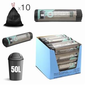 PACK 10 BOLSAS DE BASURA 50 LITROS ECO RECICLADAS NEGRAS - 36104.