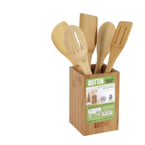 SET 5 PALAS DE COCINA CON SOPORTE BAMBU QUTTI - BQ01018668076