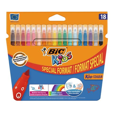 PACK 18 ROTULADORES PUNTA MEDIANA LAVABLE BIC KIDS - 9375092-1