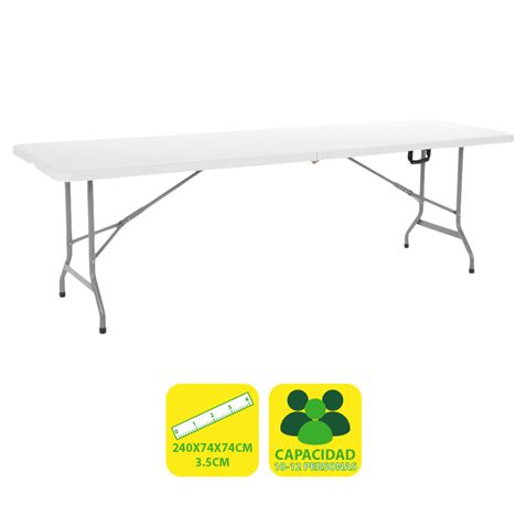 REACONDICIONADA MESA DE RESINA PLEGABLE 240X74X74CM 3.5CM SUNGARDEN - SG0100