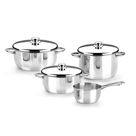 BATERIA DE COCINA 4 PIEZAS ACERO INOX OPTIMA TAPAS ACERO MONIX - M450044
