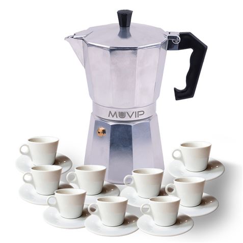 CAFETERA 9 TAZAS ALUMINIO ANTIADHERENTE MUVIP - MV0602