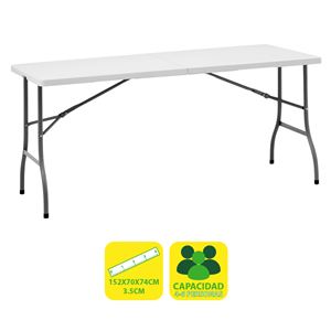 REACONDICIONADA MESA DE RESINA PLEGABLE 152X70X74CM 3.5CM SUNGARDEN - SG0098