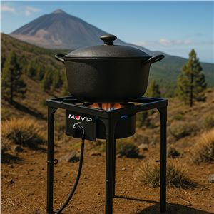 FOGÓN DE GAS ALTA POTENCIA 1 FUEGO 40X40CM AJUSTABLE 3 ALTURAS MUVIP - MV0633-2