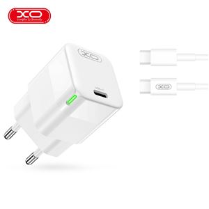 CARGADOR TIPO C 30W + CABLE TIPO C - TIPO C 1 METRO BLANCO XO - XOCE06TC