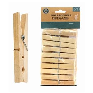 PACK 20 PINZAS DE ROPA BAMBU - 85323