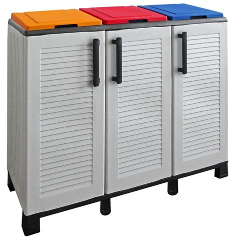 ARMARIO PARA RECICLAJE 3 COMPARTIMIENTOS 1020X370X840MM ARTPLAST - F100ECOLOR