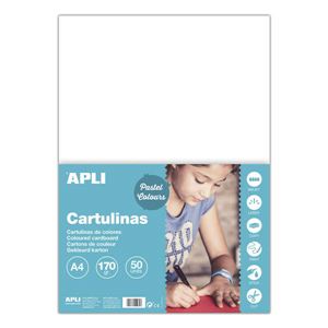 PACK 50 CARTULINAS A4 170GR COLOR BLANCO APLI - 14229