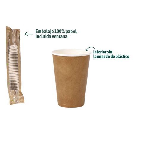 SET 45 VASOS CARTON KRAFT 220CC ALGON - BA01054076870.