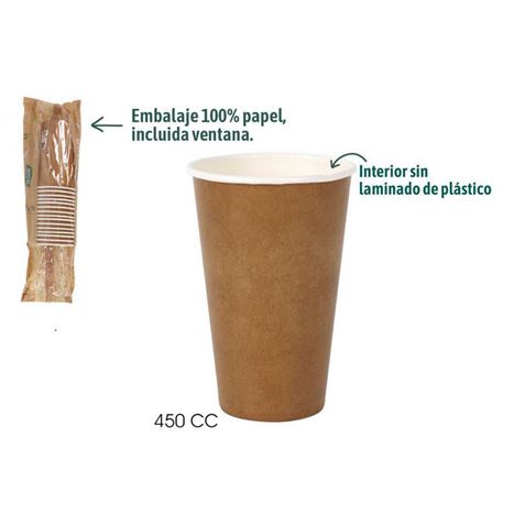 SET 15 VASOS CARTON KRAFT 450CC ALGON - BA01054076875.