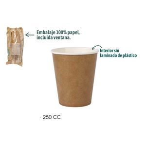 SET 12 VASOS CARTON KRAFT 250CC ALGON - BA01054076880.