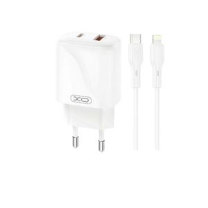 CARGADOR USB+USB-C 20W L158 CON CABLE LIGHTNING BLANCO XO - XOL158LG