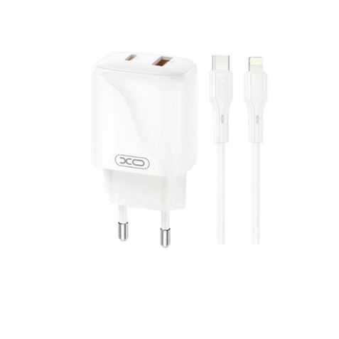 CARGADOR USB+USB-C 20W L158 CON CABLE LIGHTNING BLANCO XO - XOL158LG