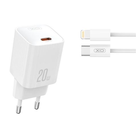 CARGADOR RAPIDO USB-C 20W CON CABLE LIGHHTNING L146 BLANCO XO - XOL146LG