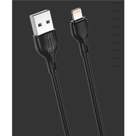CABLE 2.1A USB A LIGTHNING 1 METRO NEGRO NB200 XO - XONB200LG1MBK.JPG