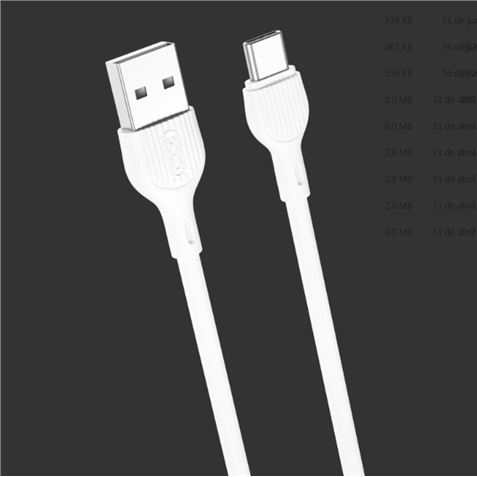 CABLE 2.1A USB A TIPOC 1 METRO BLANCO NB200 XO - XONB200TC1MWH.JPG