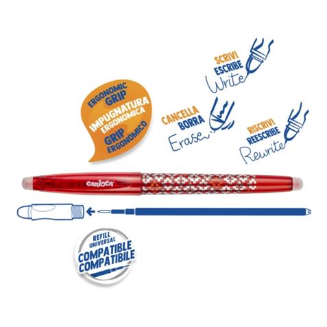 BOLIGRAFO ERGONOMICO BORRABLE PUNTA 0.7MM ROJO CON GOMA CARIOCA - 4204403