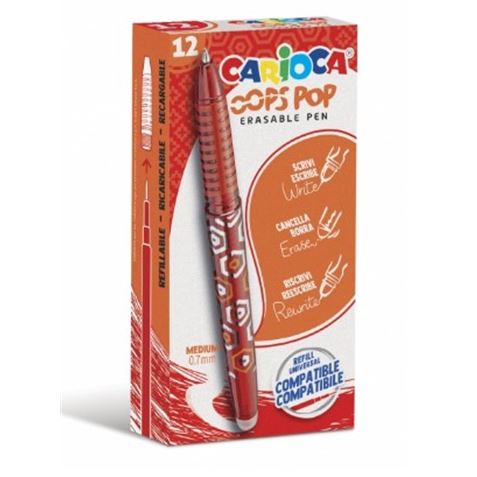 BOLIGRAFO ERGONOMICO BORRABLE PUNTA 0.7MM ROJO CON GOMA CARIOCA - 4204403-1