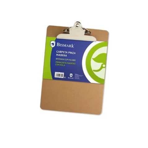 CARPETA SUJETAPAPELES CON BASE DE MADERA Y PINZA METALICA FORMATO A5 - 327467