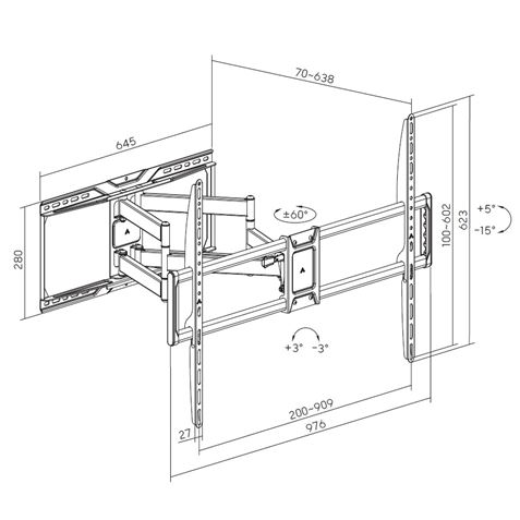 SOPORTE ARTICULADO REFORZADO TV LED, LCD 50"-105" CROMAD - CR1217-6