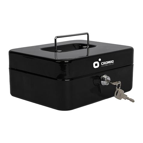 CAJA DE CAUDALES METÁLICA CON LLAVE 9X20X16CM 3 COMPARTIMENTOS CROMAD - CR1224