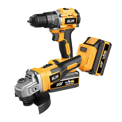 PACK 20V TALADRO + RADIAL S/CARBONES | 2 BATERIAS 4AH SERIE FAST BLIM - BL0492-1