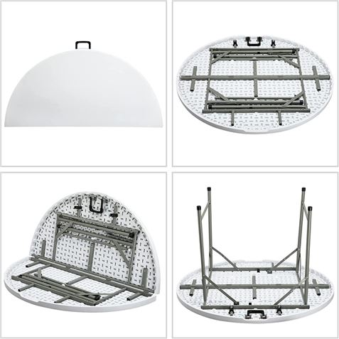 REACONDICIONADA MESA DE RESINA REDONDA PLEGABLE 160X74CM 4.5CM SUNGARDEN - SG0159-6