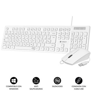 COMBO TECLADO Y RATON CON CABLE BUSINESS SLIM BLANCO SUBBLIM - SUBKBC-CSSK02