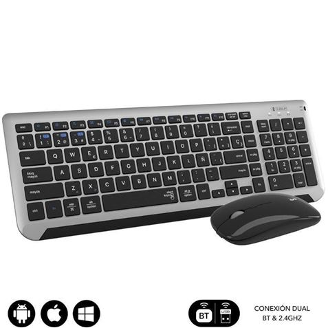 COMBO TECLADO Y RATON WIRELESS Y BLUETOOTH PRESTIGE EXTENDIDO NEGRO SUBBLIM - SUBKBC-DCEP20