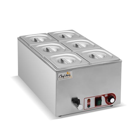 BAÑO MARIA INDUSTRIAL 6 CUBETAS 1200W CHEF PRO - CF0114-3