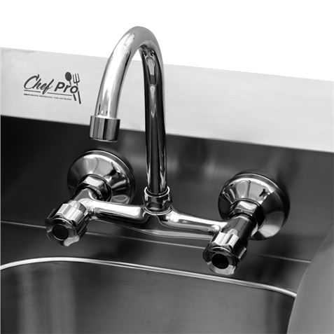 FREGADERO MURAL ACERO INOX PROFESIONAL CON GRIFO Y BACKSPLASH CHEF PRO - CF0143-9