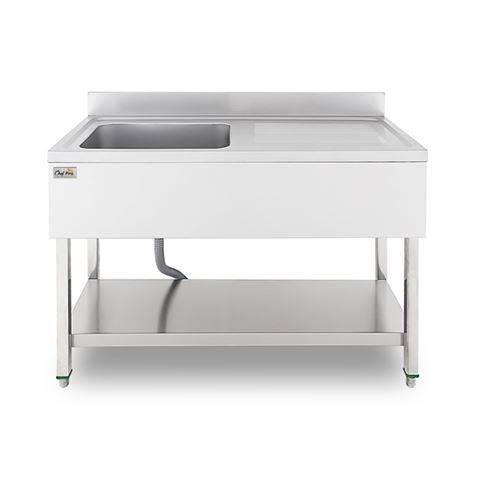 FREGADERO INDUSTRIAL 140X70X85CM CUBETA IZQUIERDA Y ESTANTE CHEF PRO - CF0141-2