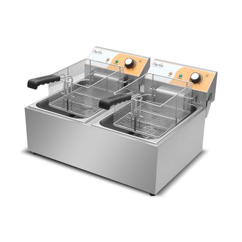 FREIDORA ELÉCTRICA PROFESIONAL 11+11 LITROS 2X3000W CHEF PRO - CF0103-1