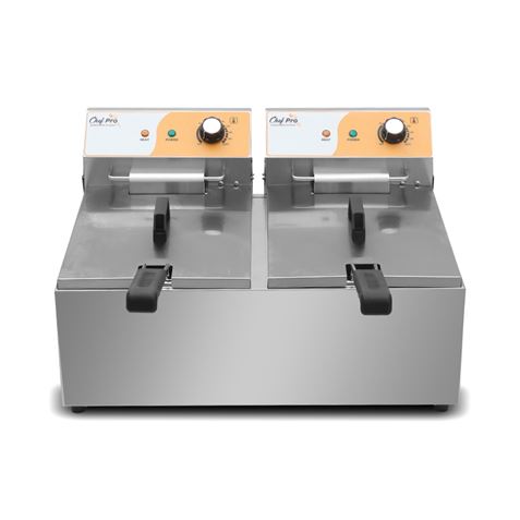 FREIDORA ELÉCTRICA PROFESIONAL 11+11 LITROS 2X3000W CHEF PRO - CF0103-2