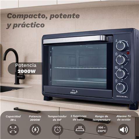 HORNO ELECTRICO CONVECCION 38 LITROS 2000W HR-38PRO GRUNKEL - HR-38PRO-2